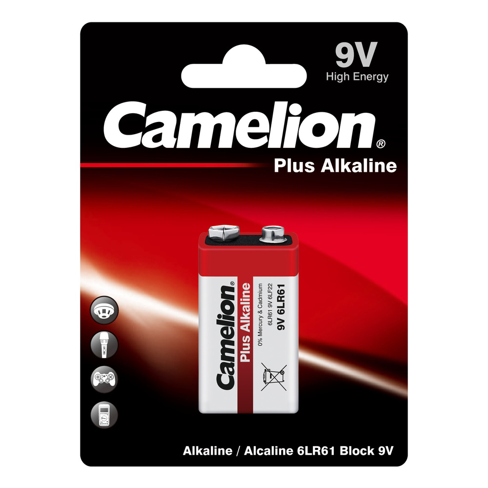 Батарейка крона Camelion 6LR61 Plus Alkaline BL-1 (6LR61-BP1, 9В) 1 шт.