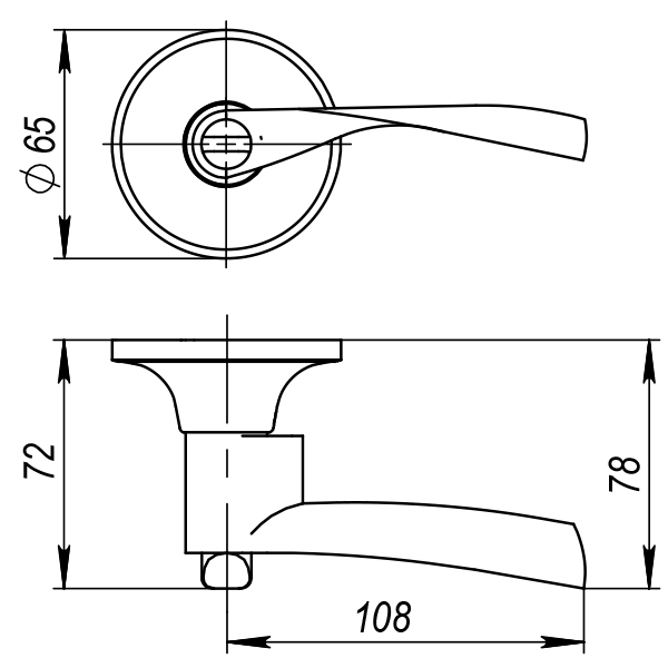 Ручка защелка DK610 SN-PS (6010 SN-P) (без фик.) мат. никель