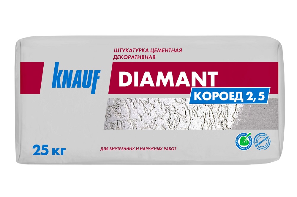 Штукатурка декоративная Knauf Диамант Короед 2,5 мм цементная, 25 кг