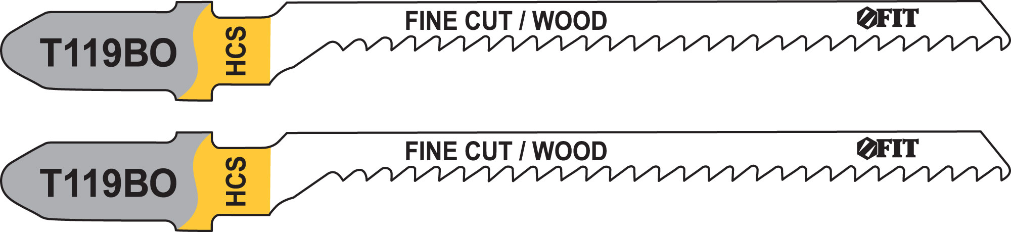 Пилка лобзиковая Fit T119BO, для резки мягкой древесины, ДВП, ДСП, 2 шт