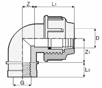 Отвод полиэтиленовый компрессионный, внутренняя резьба, 32х1"