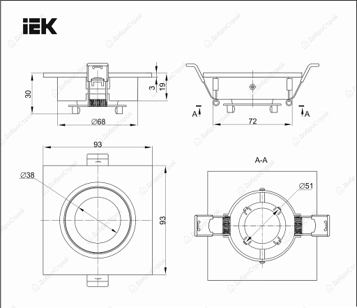 Светильник IEK 4107 встраиваемый  поворотный  GU10  белый/золото