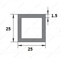 Труба квадратная 25*25*1,5 ТКв 04.1000.501л